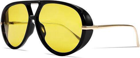 Retro Gold Aviator Sunglasses for Women Men, 2026 Metal Oversized 70s Aviators Black Sun Glasses in Saudi Arabia