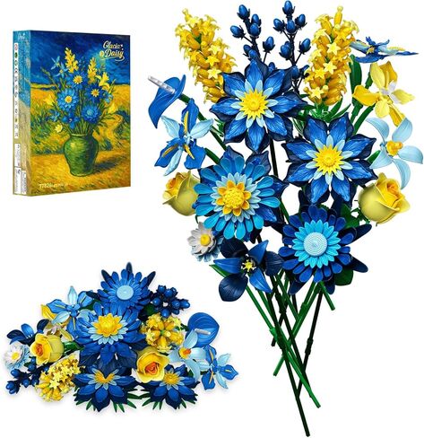 Flower Building Kit, 699 PCS Eternal Flower Bouquet with Peony, Rose, Sunflower, Lily & More, DIY Floral Arrangement Set for Home Decor, Gift for Christmas Day, Building Blocks for Adults & Kids in Saudi Arabia