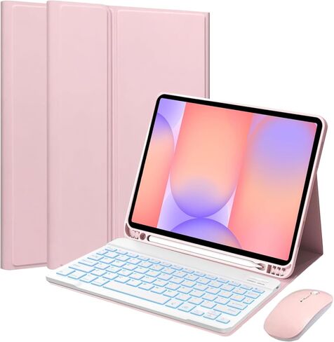 حافظة لوحة مفاتيح قابلة للفصل مع ماوس لجهاز Samsung Galaxy Tab S11 مقاس 11 بوصة 2025، حافظة لوحة مفاتيح مغناطيسية بإضاءة خلفية بـ 7 ألوان لجهاز Galaxy Tab S11 مقاس 11 بوصة مع حامل قلم، تعديل الزوايا المتعددة، أسود in Kuwait