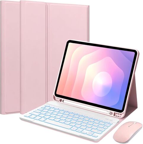 حافظة لوحة مفاتيح قابلة للفصل مع ماوس لجهاز Samsung Galaxy Tab S11 مقاس 11 بوصة 2025، حافظة لوحة مفاتيح مغناطيسية بإضاءة خلفية بـ 7 ألوان لجهاز Galaxy Tab S11 مقاس 11 بوصة مع حامل قلم، تعديل الزوايا المتعددة، أسود in Kuwait