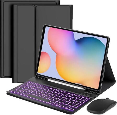 حافظة لوحة مفاتيح قابلة للفصل مع ماوس لجهاز Samsung Galaxy Tab S11 مقاس 11 بوصة 2025، حافظة لوحة مفاتيح مغناطيسية بإضاءة خلفية بـ 7 ألوان لجهاز Galaxy Tab S11 مقاس 11 بوصة مع حامل قلم، تعديل الزوايا المتعددة، أسود in Kuwait