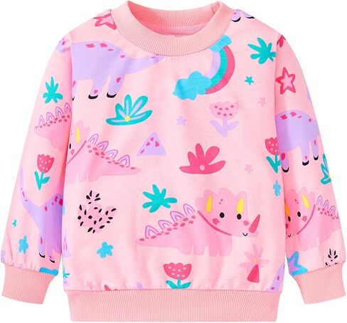 Toddler Girls Sweatshirts Crewneck Long Sleeve Collage T Shirts Kids Pullover Tops Fall Winter Clothes 2-7T in Saudi Arabia