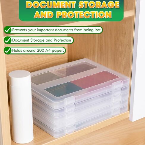 4 Pack Photo Storage Box, Fits 8" x 10" Photo, A4 Large Plastic Scrapbook Paper Organizer with Lid and Snap-Tight Latch, Storage Containers for Protecting Scrapbooks, Photos, Crafts,Files (Clear A) in Saudi Arabia