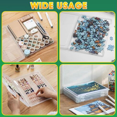 4 Pack Photo Storage Box, Fits 8" x 10" Photo, A4 Large Plastic Scrapbook Paper Organizer with Lid and Snap-Tight Latch, Storage Containers for Protecting Scrapbooks, Photos, Crafts,Files (Clear A) in Saudi Arabia