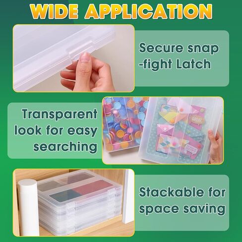 4 Pack Photo Storage Box, Fits 8" x 10" Photo, A4 Large Plastic Scrapbook Paper Organizer with Lid and Snap-Tight Latch, Storage Containers for Protecting Scrapbooks, Photos, Crafts,Files (Clear A) in Saudi Arabia