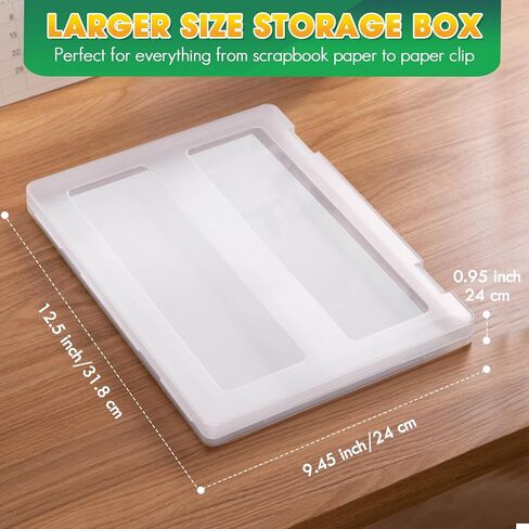 4 Pack Photo Storage Box, Fits 8" x 10" Photo, A4 Large Plastic Scrapbook Paper Organizer with Lid and Snap-Tight Latch, Storage Containers for Protecting Scrapbooks, Photos, Crafts,Files (Clear A) in Saudi Arabia