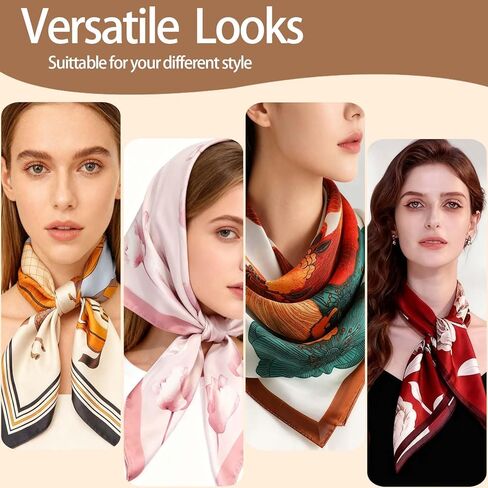 4PCS Neck Scarf Bandanas for Men and Women, Silk Feeling Head Scarfs, Fashion Neckerchief Square Purse Scarf in Saudi Arabia