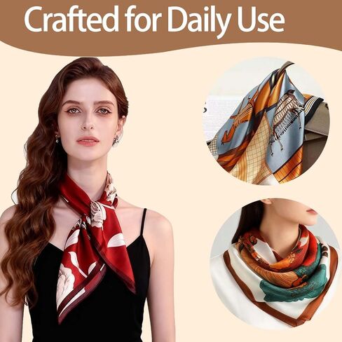 4PCS Neck Scarf Bandanas for Men and Women, Silk Feeling Head Scarfs, Fashion Neckerchief Square Purse Scarf in Saudi Arabia