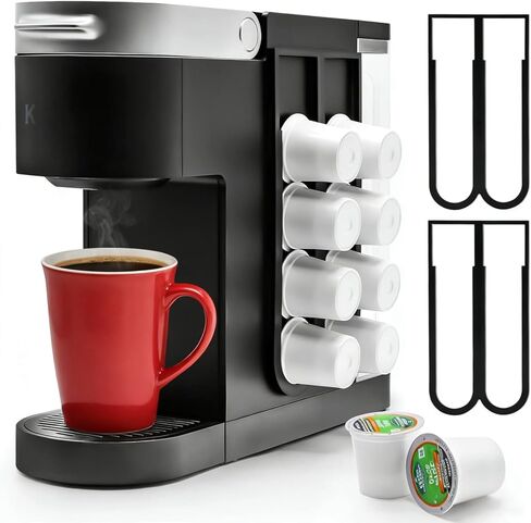 حامل كبسولات القهوة لكأس Keurig K، منظم تخزين مثبت على الجانب، تصميم مثبت على الحائط، مثالي لمنظم تخزين الحائط على العدادات الصغيرة (عبوتان/لـ 16 كوبًا) in Kuwait