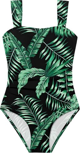 CRISONE Girl Swimsuit One Piece Bathing Suit for Girls Retro Square Neck Adjustable Straps Girls' Swimwear 9-16Y in Saudi Arabia