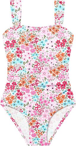 CRISONE Girl Swimsuit One Piece Bathing Suit for Girls Retro Square Neck Adjustable Straps Girls' Swimwear 9-16Y in Saudi Arabia