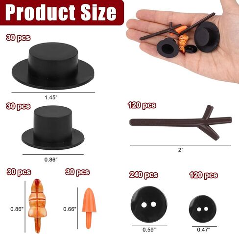 xieketn 600 قطعة لبناء مجموعة رجل ثلج كبيرة الحجم، قبعات طقم تزيين رجل الثلج للحرف اليدوية، زينة عيد الميلاد لرجل الثلج مع قبعات علوية صغيرة، أنوف جزر صغيرة، أيادي صغيرة، أزرار عيد الميلاد (بدون رجال ثلج) in Kuwait