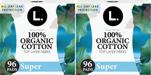L. Ultra Thin Pads for Women, Organic Cotton Top Layer, Super Absorbency, Menstrual Pads with Wings, Made Without Synthetic Pesticides and Fragrances, 42 Count in Saudi Arabia