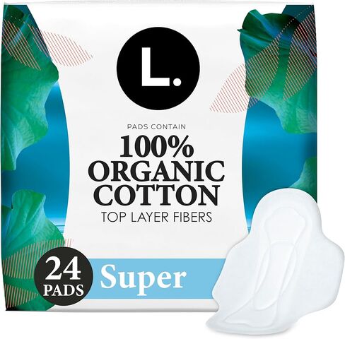 L. Ultra Thin Pads for Women, Organic Cotton Top Layer, Super Absorbency, Menstrual Pads with Wings, Made Without Synthetic Pesticides and Fragrances, 42 Count in Saudi Arabia