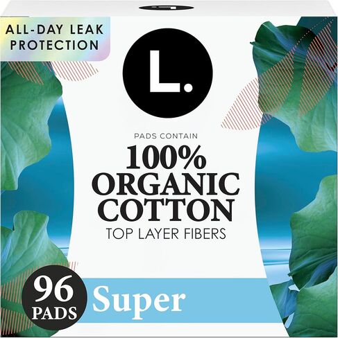 L. Ultra Thin Pads for Women, Organic Cotton Top Layer, Super Absorbency, Menstrual Pads with Wings, Made Without Synthetic Pesticides and Fragrances, 42 Count in Saudi Arabia