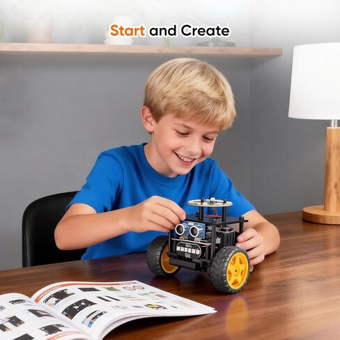 Smart Robot Car Kit Toys for Kids Ages 8-12 12-16, Remote Control Building Robotics Kit, STEM Educational Science Kit Gifts for Teen Boys Girls 8-13 14 15 16 Year Old in Saudi Arabia