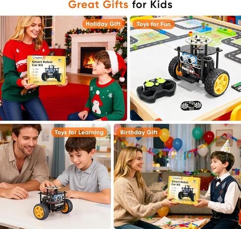 Smart Robot Car Kit Toys for Kids Ages 8-12 12-16, Remote Control Building Robotics Kit, STEM Educational Science Kit Gifts for Teen Boys Girls 8-13 14 15 16 Year Old in Saudi Arabia