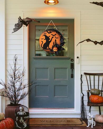 سقوط إكليلا للباب الأمامي 20 بوصة ، إكليل من الخريف الاصطناعي مع أوراق نابضة بالحياة ، التوت اليقطين الصغير وعلامة الترحيب الخشبية باليقطين للباب الأمامي ، زخارف السقوط للمنزل الداخلي والخارجي in Kuwait