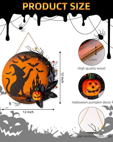 سقوط إكليلا للباب الأمامي 20 بوصة ، إكليل من الخريف الاصطناعي مع أوراق نابضة بالحياة ، التوت اليقطين الصغير وعلامة الترحيب الخشبية باليقطين للباب الأمامي ، زخارف السقوط للمنزل الداخلي والخارجي in Kuwait