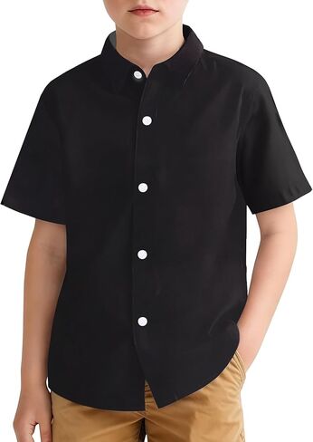 Hawaiian Shirt for Boys Button Down Wrinkle Free Shirt Short Sleeve Funny Beach Casual Summer Print Top for Kids 4-15 Years in Saudi Arabia