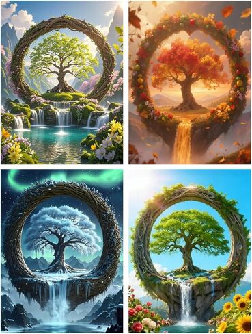 pchmcu 5D Diamond Art Kits for Adults,Planet Trees Cosmic Mountain Landscape Diamond Painting Kits for Beginner,DIY Round Full Drill Starry Night Gem Art Kits for Adults Home Wall Decor 12X16Inch in Saudi Arabia
