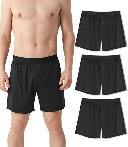 Separatec Silky Soft Modal Boxers for Men, 38mm Widen Waistband, Breathable Loose Men's Underwear for Sleep (3-Pack) in Saudi Arabia
