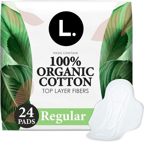 L. Ultra Thin Pads for Women, Organic Cotton Top Layer, Regular Absorbency, Menstrual Pads with Wings, Made Without Synthetic Pesticides and Fragrances, 42 Count in Saudi Arabia