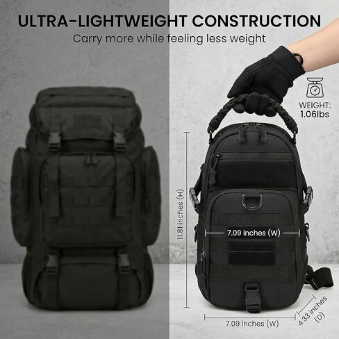 WeeDee Tactical Backpack Sling Bag for Men - Small Backpack Men for Fishing, Hiking - Cross Body Bag Military Shoulder Pack Mens Sling Bag - Durable Man Bag for Outdoor Adventure in Saudi Arabia