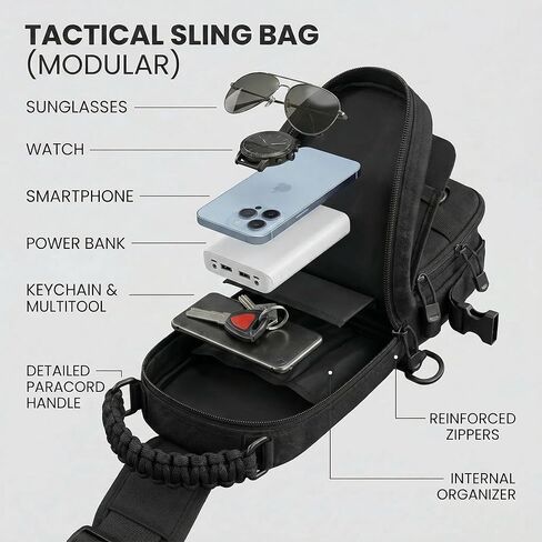 WeeDee Tactical Backpack Sling Bag for Men - Small Backpack Men for Fishing, Hiking - Cross Body Bag Military Shoulder Pack Mens Sling Bag - Durable Man Bag for Outdoor Adventure in Saudi Arabia