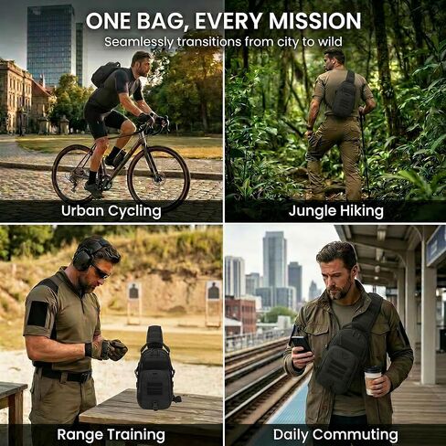 WeeDee Tactical Backpack Sling Bag for Men - Small Backpack Men for Fishing, Hiking - Cross Body Bag Military Shoulder Pack Mens Sling Bag - Durable Man Bag for Outdoor Adventure in Saudi Arabia