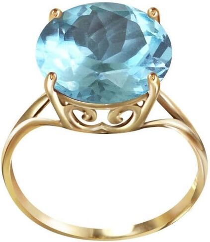 Galaxy Gold GG 8 Carat 14k Solid Gold Ring with Natural 12.0 MM Round Blue Topaz in Saudi Arabia