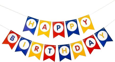 لافتة عيد ميلاد سعيد، لافتة عيد ميلاد ملونة، زينة حفلات أعياد الميلاد باللون الأحمر والأصفر والأزرق وديكور حفلات البنات والأولاد in Kuwait