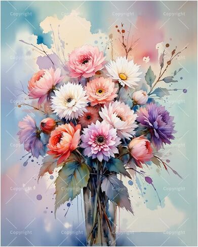 Floral Still Life Paint by Numbers Kit for Adults - DIY Purple Pansies in Vintage Teacup Painting on Canvas 16x20 Inches, Acrylic Paint Set, Suitable for Beginners, for Home Decoration or Gifts in Saudi Arabia