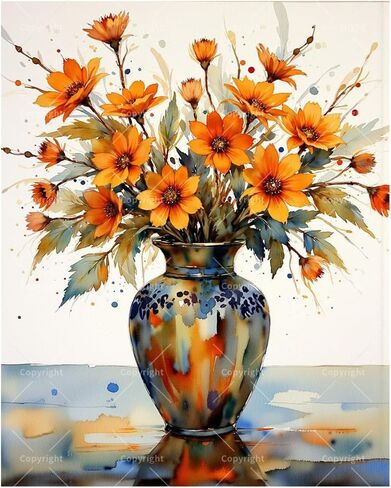 Floral Still Life Paint by Numbers Kit for Adults - DIY Purple Pansies in Vintage Teacup Painting on Canvas 16x20 Inches, Acrylic Paint Set, Suitable for Beginners, for Home Decoration or Gifts in Saudi Arabia