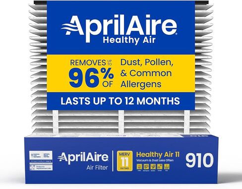فلتر بديل AprilAire 910 لأجهزة تنقية الهواء المنزلية بالكامل من AprilAire - MERV 11، هواء نظيف وغبار، فلتر هواء 25x20x4 (عبوة من قطعة واحدة) in Kuwait