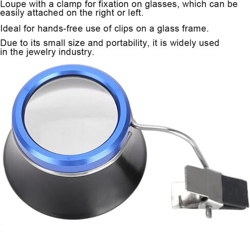 Magnifying Glass, Jewelers Loupe, Aluminum Alloy Clip On Magnifiers for Eyeglasses, Portable Watchmakers Loupe, 2.4 x 1.6 x 1.6 Inch Watch Loupe Watch Repair Tool (10X) in Saudi Arabia