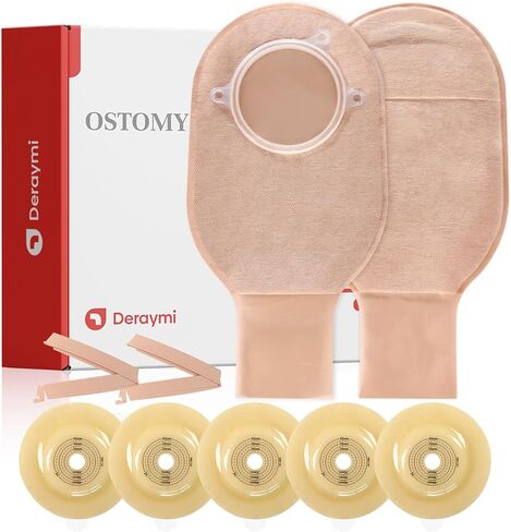 10 Pcs Deraymi Convex Ostomy Bags, Soft Convex One-Piece Ostomy Bags Colostomy Supplies, Cut-to-Fit, 45 Mm Max, for Ileostomy Colostomy Stoma Care in Kuwait