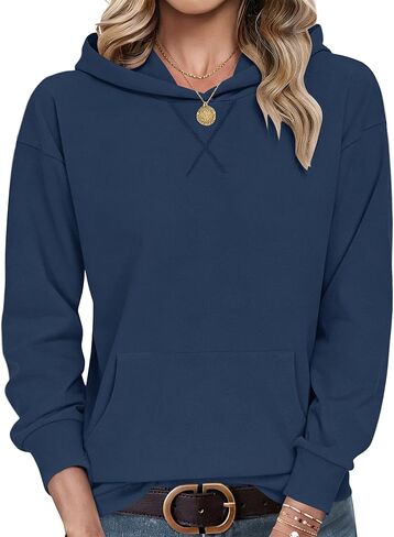 AUSELILY Women's Crewneck Hoodies Oversized Sweatshirt Long Sleeve Pullover Sweatshirts with Pockets X Decoration 2026 in Saudi Arabia