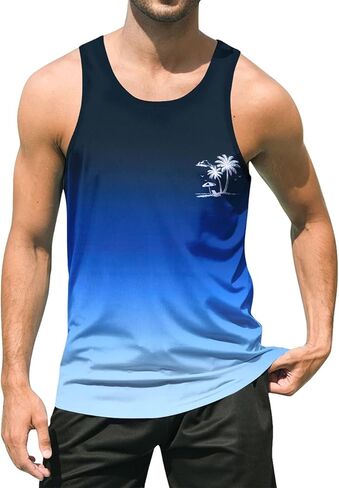 uideazone Mens Beach Tank Top Summer Sleeveless Shirt Graphic Quick Dry Gym Workout Tank Top in Saudi Arabia