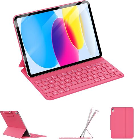 for iPad 11th(A16, 2025)/10th Generation Case with Keyboard, Ultra-Slim & Lightweight, Magnetic Detachable Rechargeable Smart Folio for iPad A16 11"/10th 10.9", Grey in Saudi Arabia