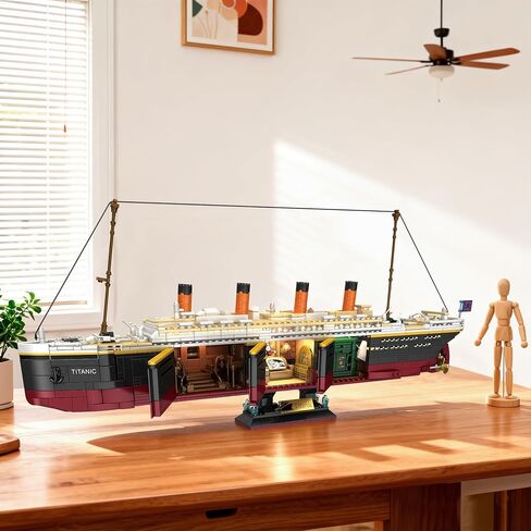 Zylvoxia Titanic Building Set, 2288 Pcs Titanic Big Ship Model Block Set with Glacier and Glowing Light Strip, Giant Ship Building Model Set for Adults and Kids in Saudi Arabia