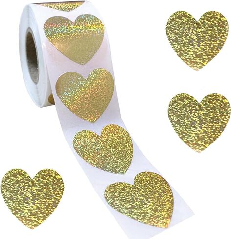 500PCS Red Heart Shaped Stickers Roll 1in Glitter Self-Adhesive Decorative Stickers Paper Decal for Valentine's Day, Award Charts,Offices, Teachers & Classrooms, Bookmarks Envelopes Decor in Saudi Arabia