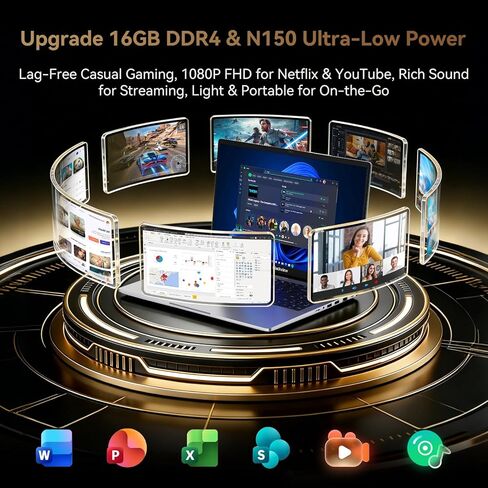 كمبيوتر محمول Blackview 2025، شاشة 15.6 بوصة FHD IPS TÜV، 16 جيجابايت DDR4 512 جيجابايت SSD، N150 3.6 جيجا هرتز، 100 واط من النوع C شحن سريع، 4K HDMI، للأعمال والطلاب in Saudi Arabia