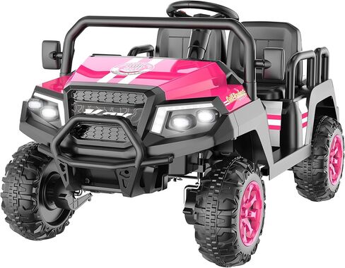 Electric Car for Kids, 24V 4 Seater Ride on Toys w/Parent Remote, 4 Wheeler Suspension, Max 220lbs Weight Capacity, USB, Music, Radio, LED Light, Ride on Truck for Boy/Girl Ages 3-8, Blue in Kuwait