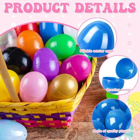 Easter Eggs 2.4" - Black Fillable Easter Eggs - 12 Pcs Easter Basket Stuffers - Black Eggs Bowl and Vase Filler Faux for DIY Spring and Easter Decorations (Black) in Saudi Arabia
