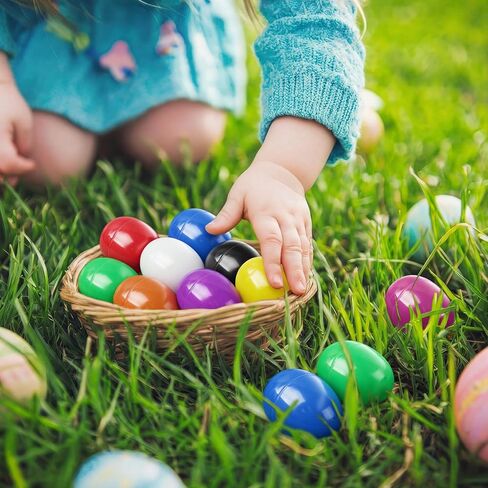 Easter Eggs 2.4" - Black Fillable Easter Eggs - 12 Pcs Easter Basket Stuffers - Black Eggs Bowl and Vase Filler Faux for DIY Spring and Easter Decorations (Black) in Saudi Arabia