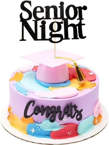 Senior Night Cake Topper,High School College Graduation Congrats Grad Sport Theme Party Supplies Cake Deco,Gold in Kuwait