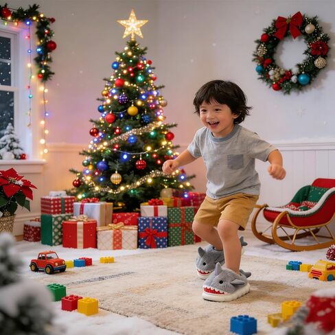 Kids Shark Slippers for Toddlers Boys Girls,Fuzzy Warm Winter Indoor Slippers with Non-Slip Sole,Christmas & New Year Gift for Little Shark Lovers. in Saudi Arabia