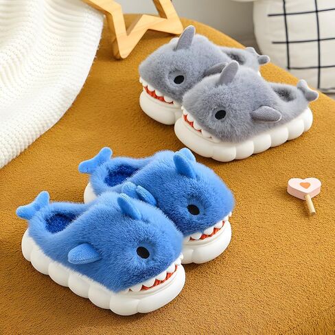 Kids Shark Slippers for Toddlers Boys Girls,Fuzzy Warm Winter Indoor Slippers with Non-Slip Sole,Christmas & New Year Gift for Little Shark Lovers. in Saudi Arabia