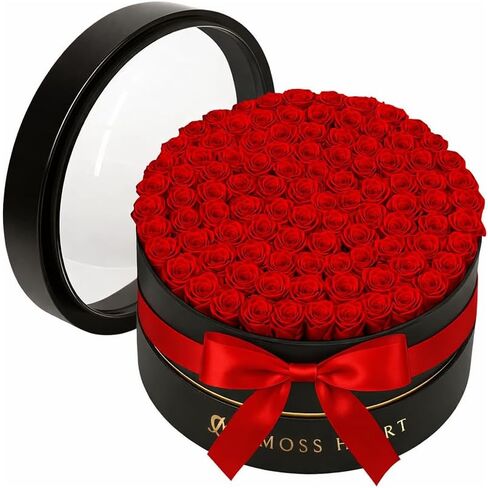 20 Preserved Roses, Forever Flowers for Delivery in Designer Round-Shaped Box, Petite Long-Lasting Buds, for Women, Eternal Rose Bouquet for Mothers Day, Girlfriend's Birthday in Saudi Arabia